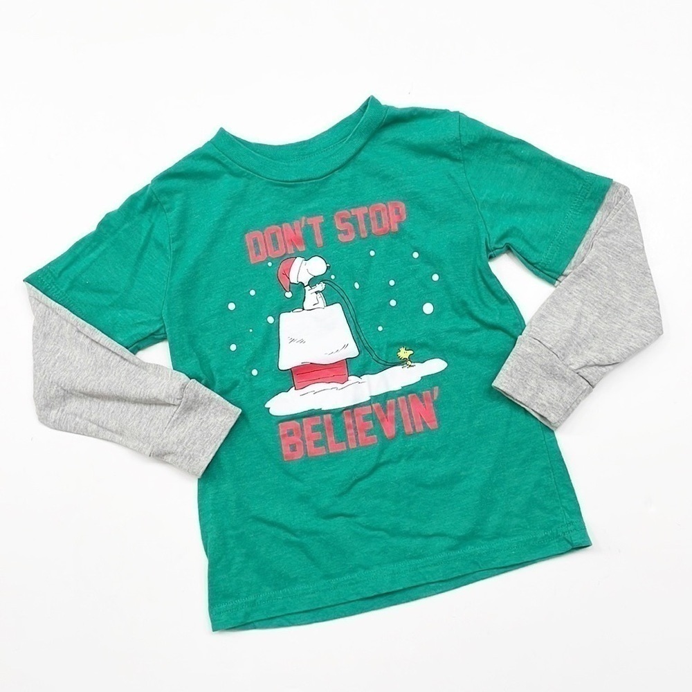 Peanuts toddler boys Christmas print long sleeve shirt